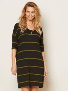 Masai black dress with gold stripes